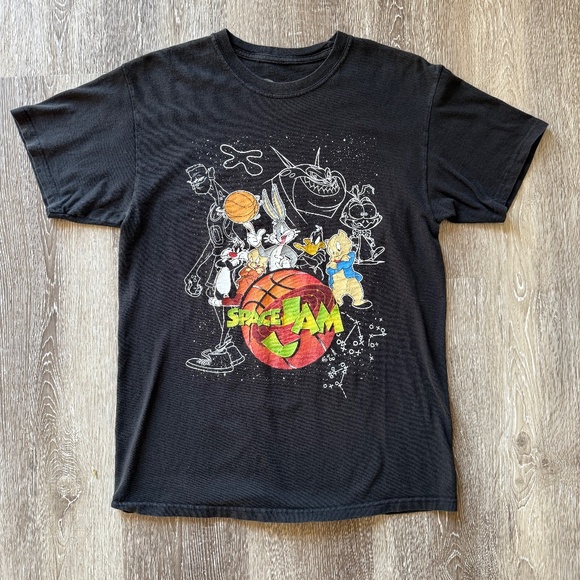 Looney Tunes Space Jam Black Cotton Tee T-Shirt - Picture 1 of 5